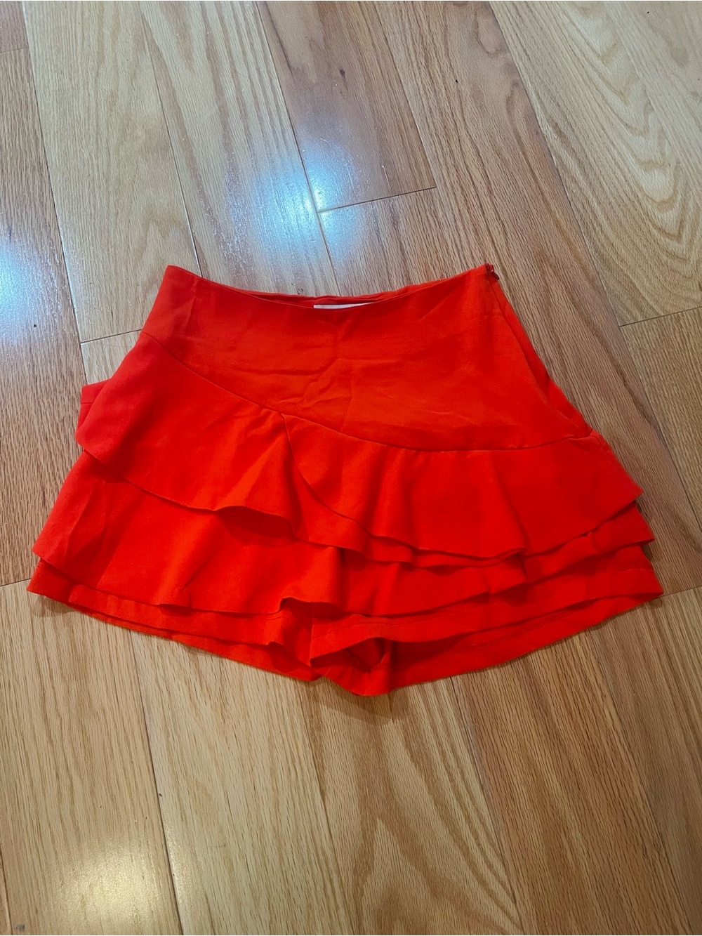 Orange Ruffle Layered Skort